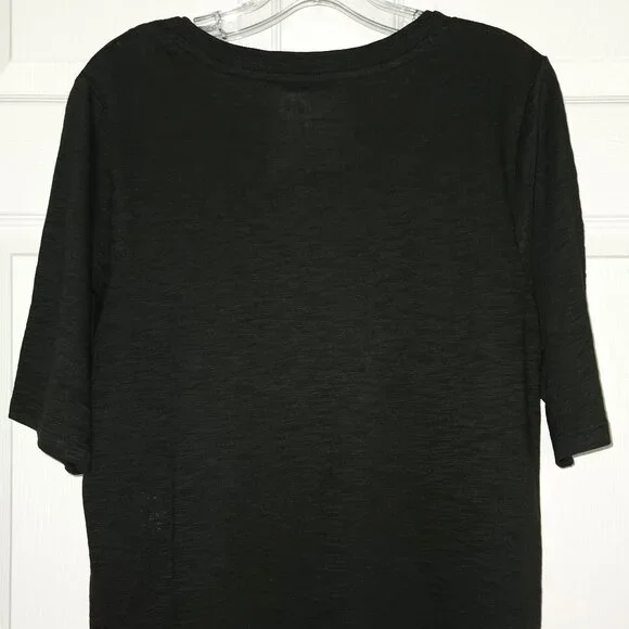 Chicos Slub Elbow-Sleeve Tee Black New With Tags Size Large - Picture 6 of 8